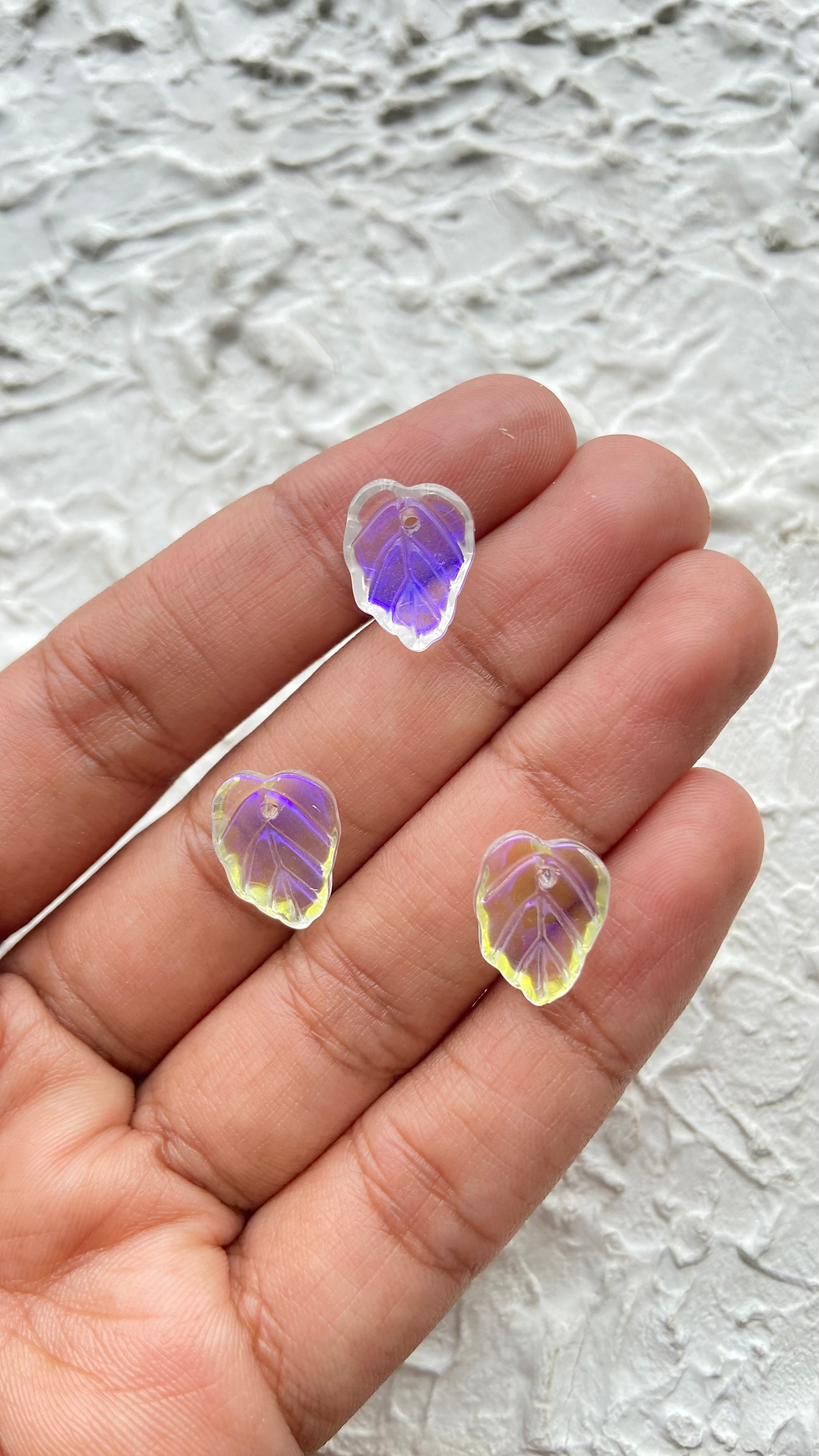 Thumbnail: Lightly shaded glass leaf charm