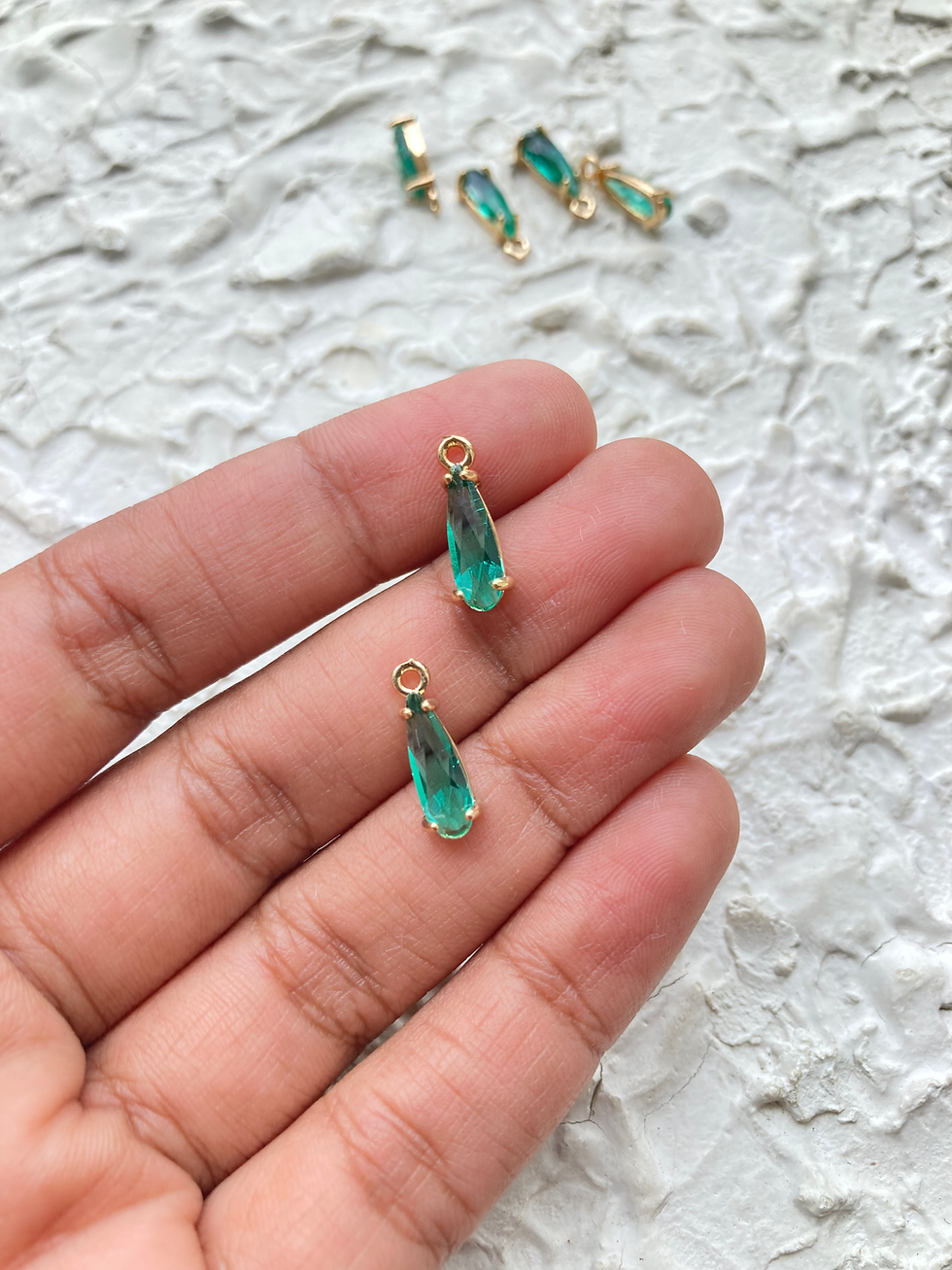 Thumbnail: 14k gold plated zircon long teardrop charm