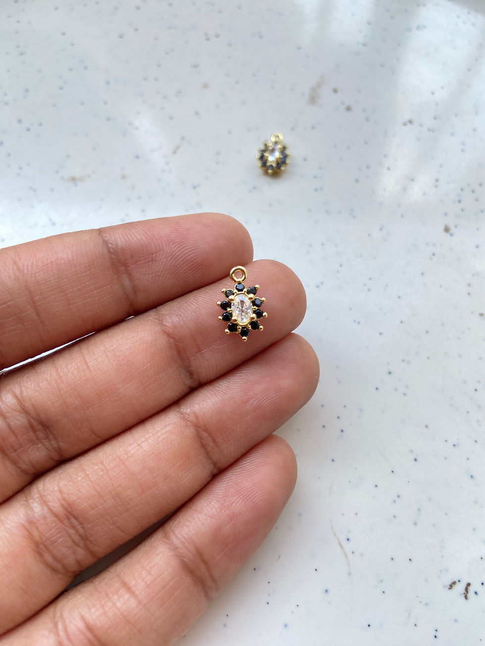 Thumbnail: Oval flower zircon charm