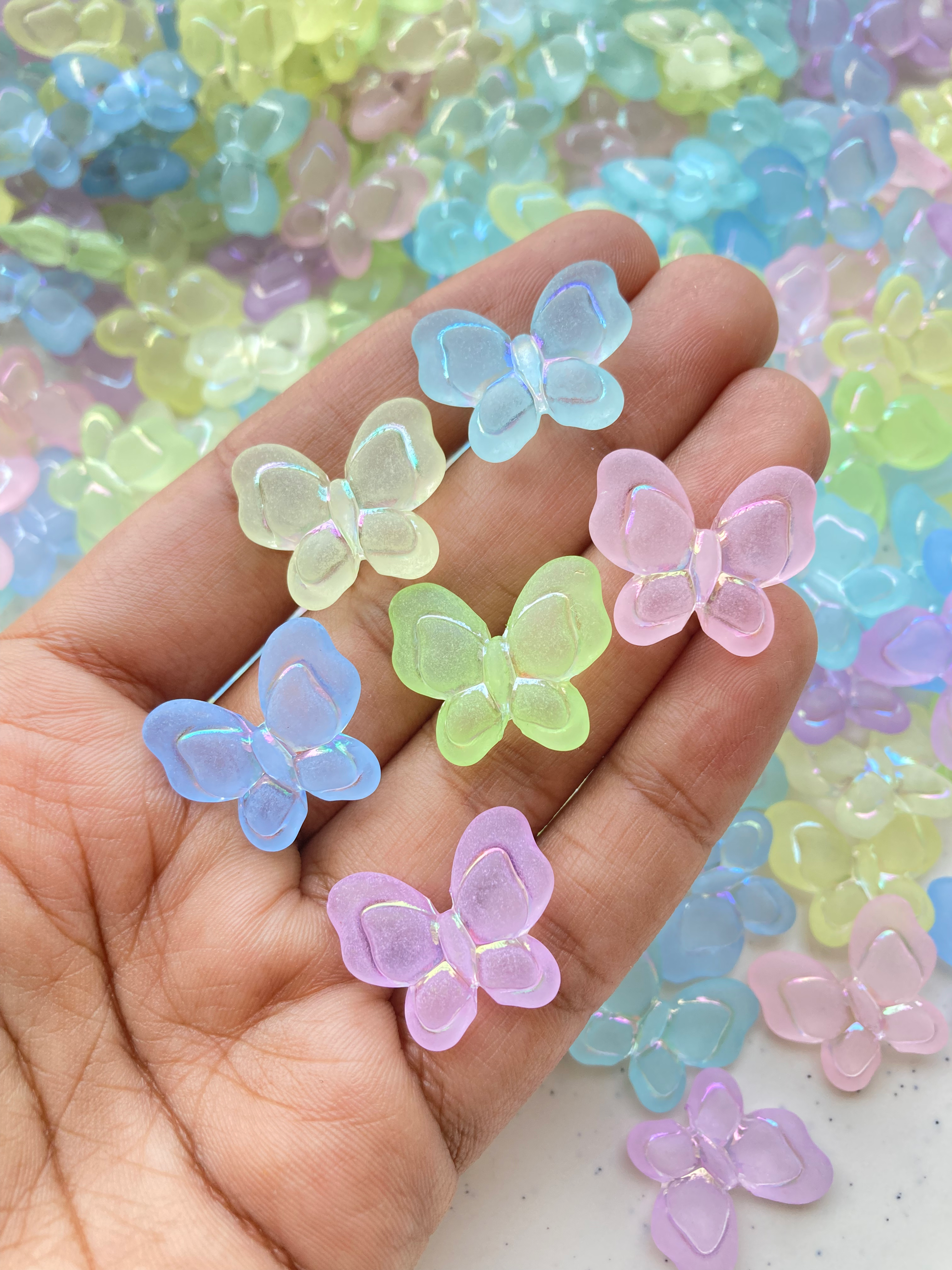 Frosted butterfly with holographic edge bead