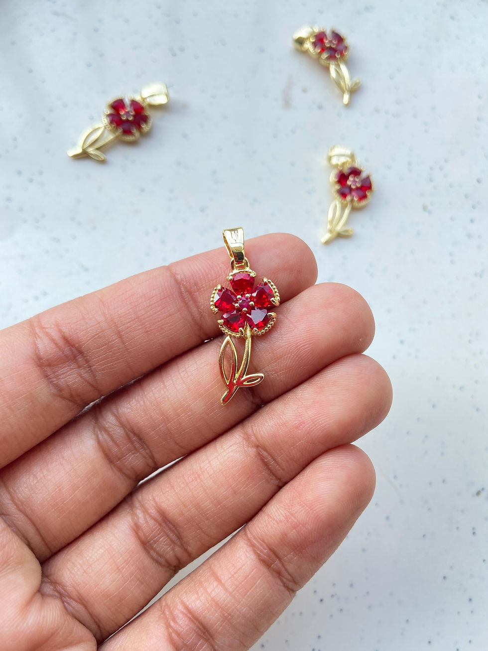 Thumbnail: Mix-colour flower with leaf & steam pendant/charm