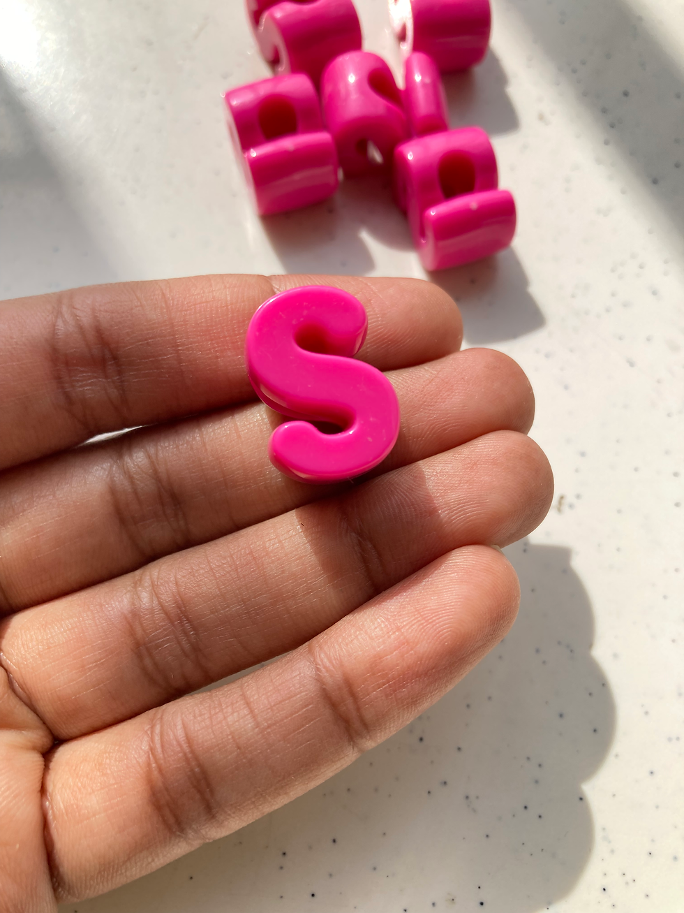 Thumbnail: 'S' alphabet colourful bead, side drilled