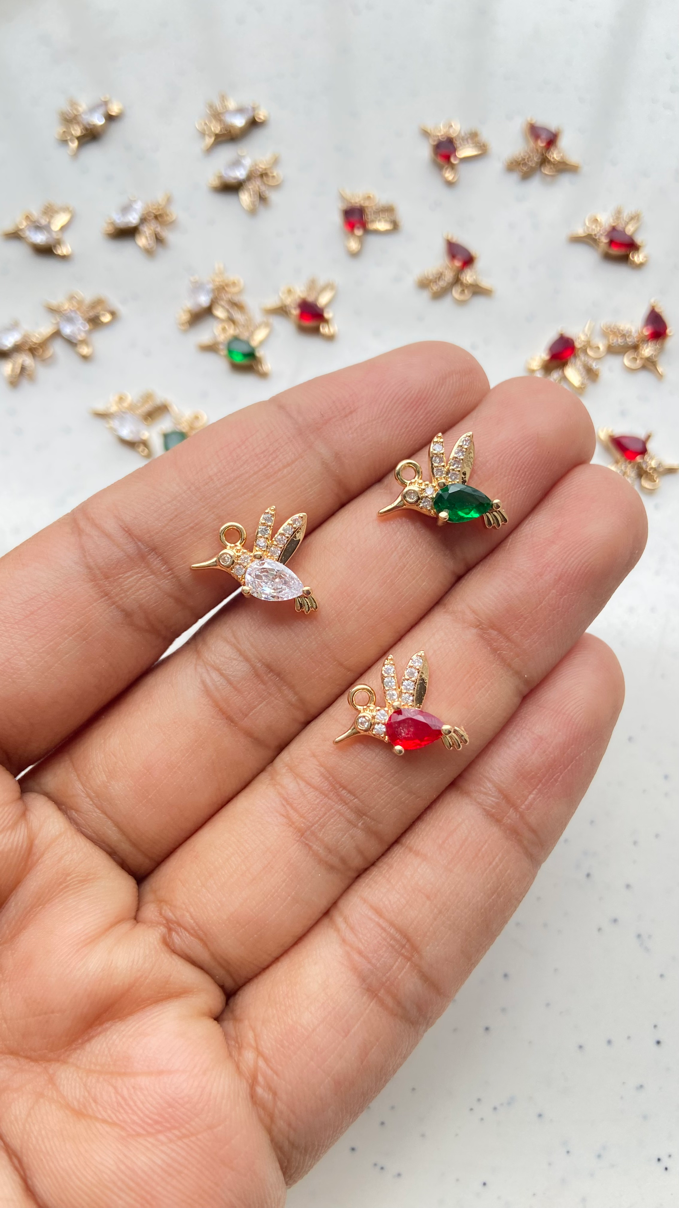 Gold plated bird zircon pendant