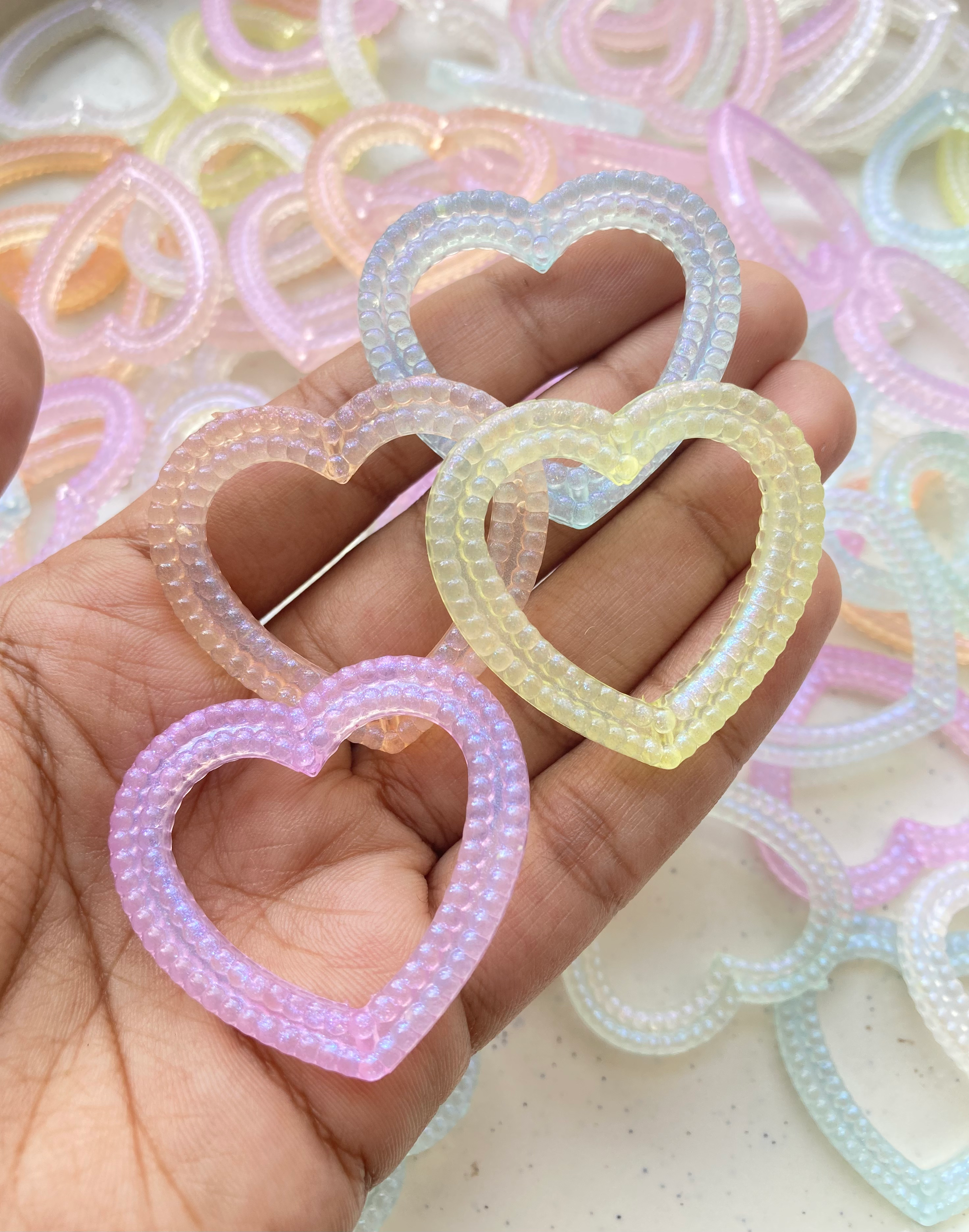 Glow in dark acrylic heart frame bead