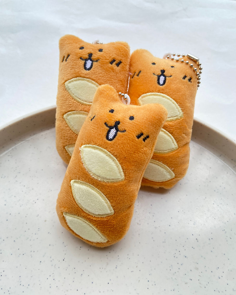 Thumbnail: French loaf shape plushie with ball chain readymade keychain (1pc)