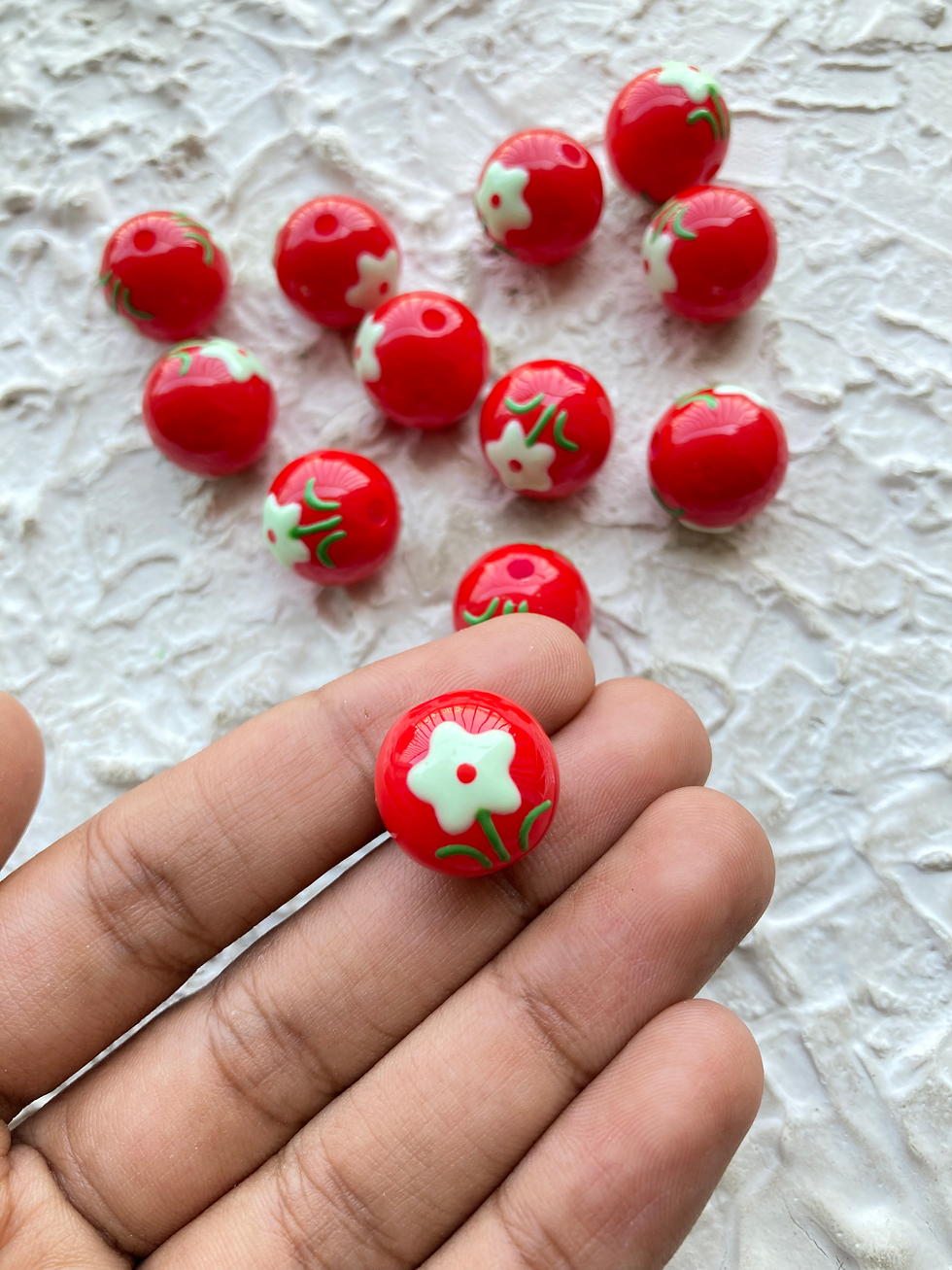 Thumbnail: Shiny acrylic bead balls with flower design