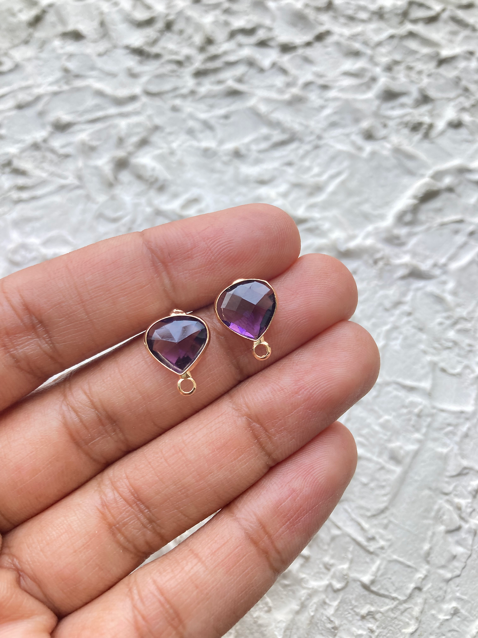 Thumbnail: Colourful curved traingle shape stud, anti-tarnish