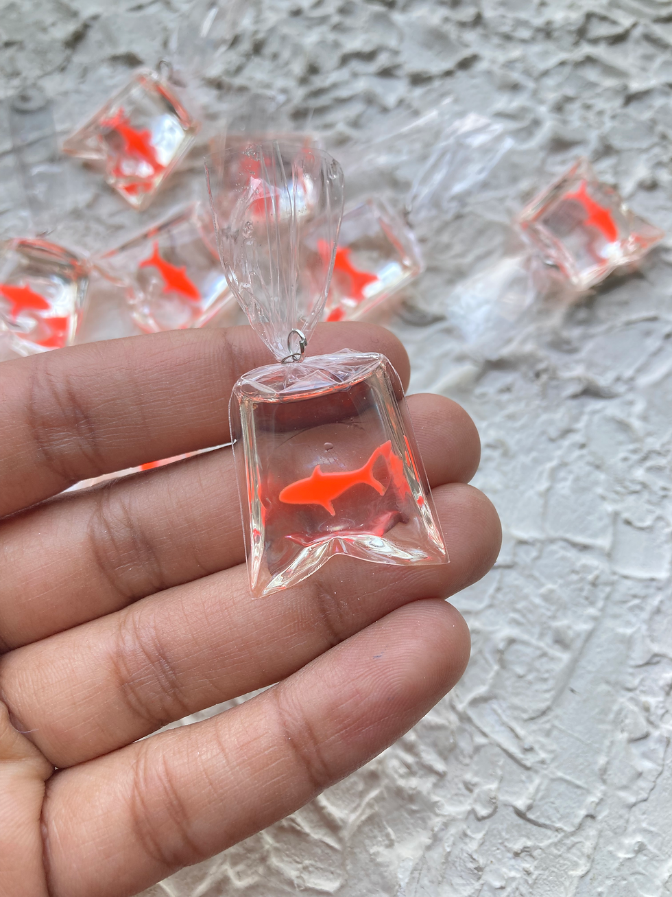 Thumbnail: Fish in a bag resin charm