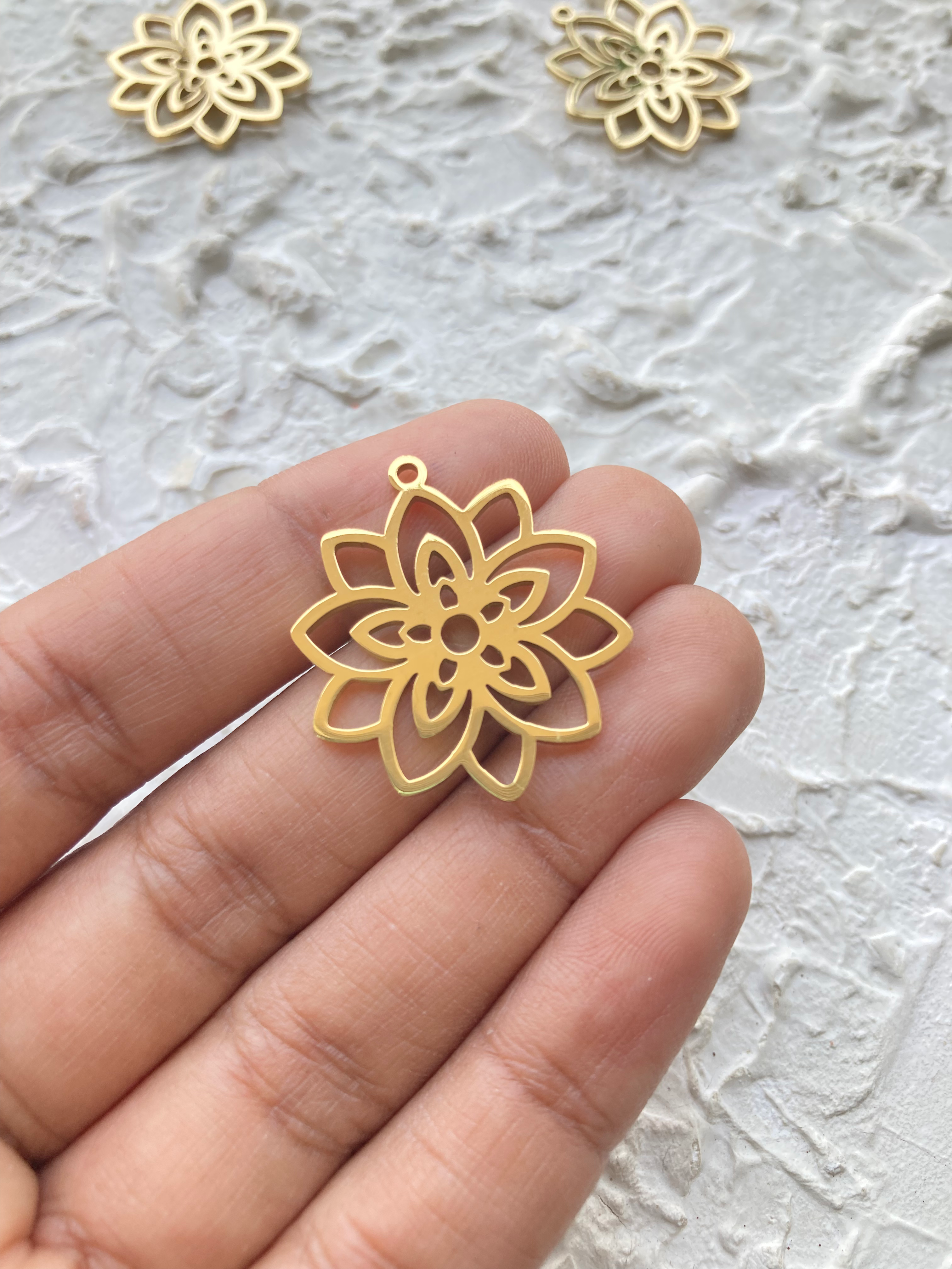 18k gold plated flower charm