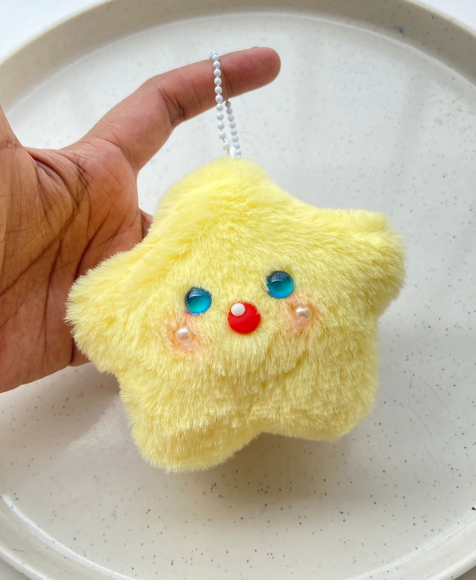 Thumbnail: Blue eyes star shape plushie with ball chain readymade keychain (1pc)