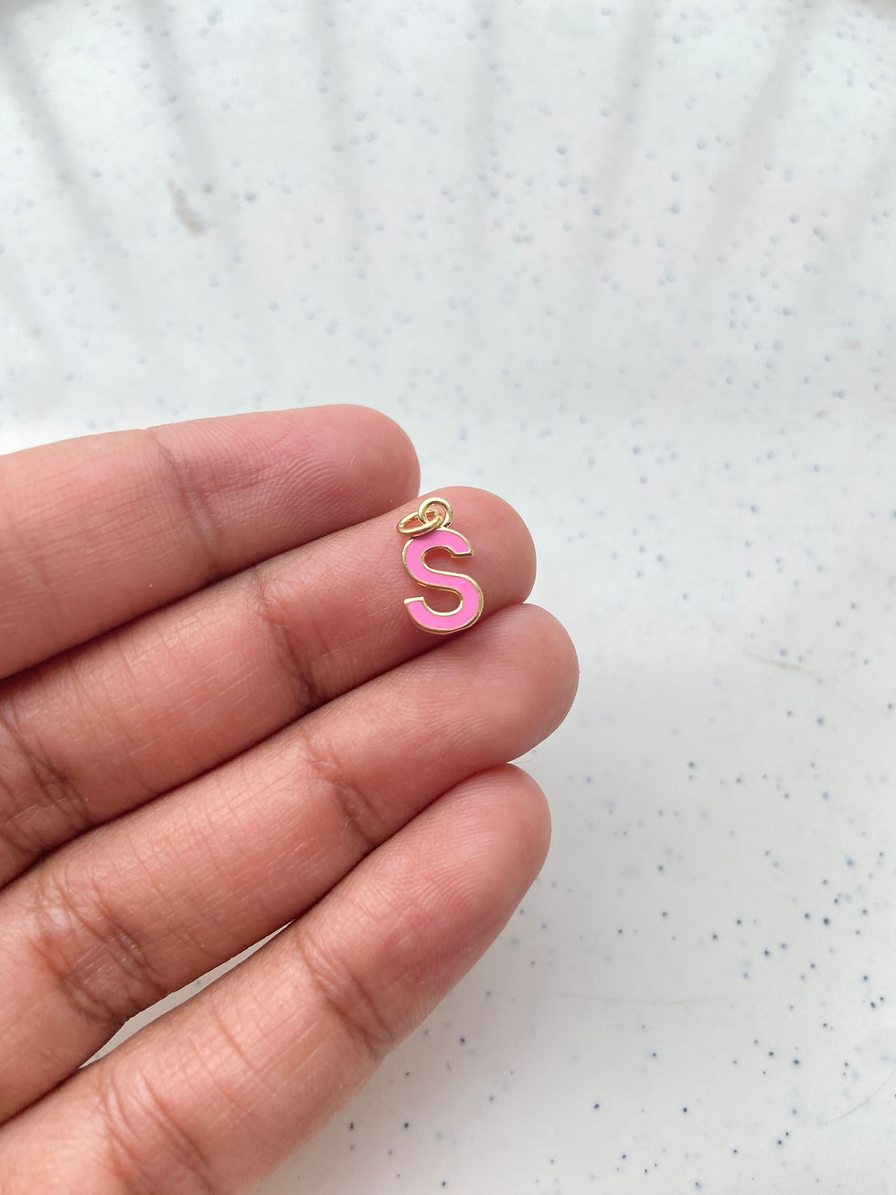 Thumbnail: 18k gold plated, pink enamel alphabet (N to Z) charm, anti-tarnish (Part-2)