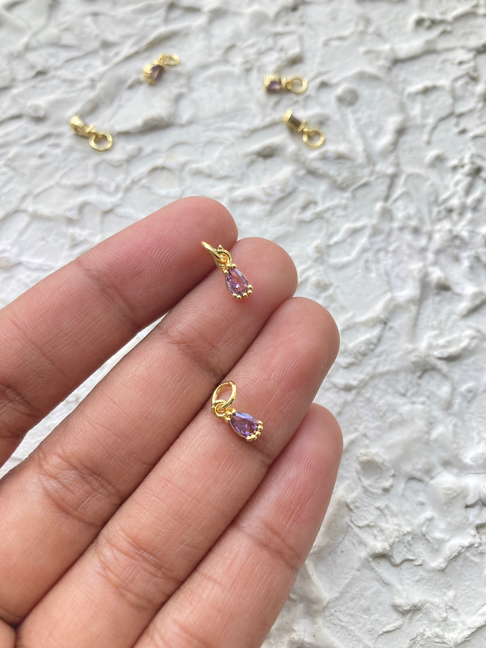 Thumbnail: 18k gold plated micro zircon drop charm