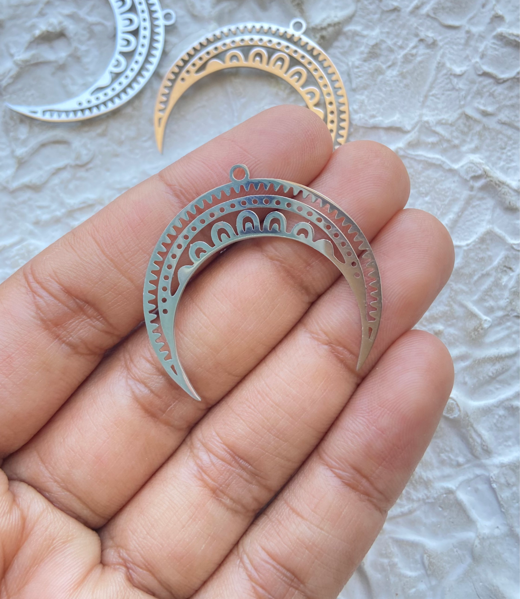 Stainless steel moon charm