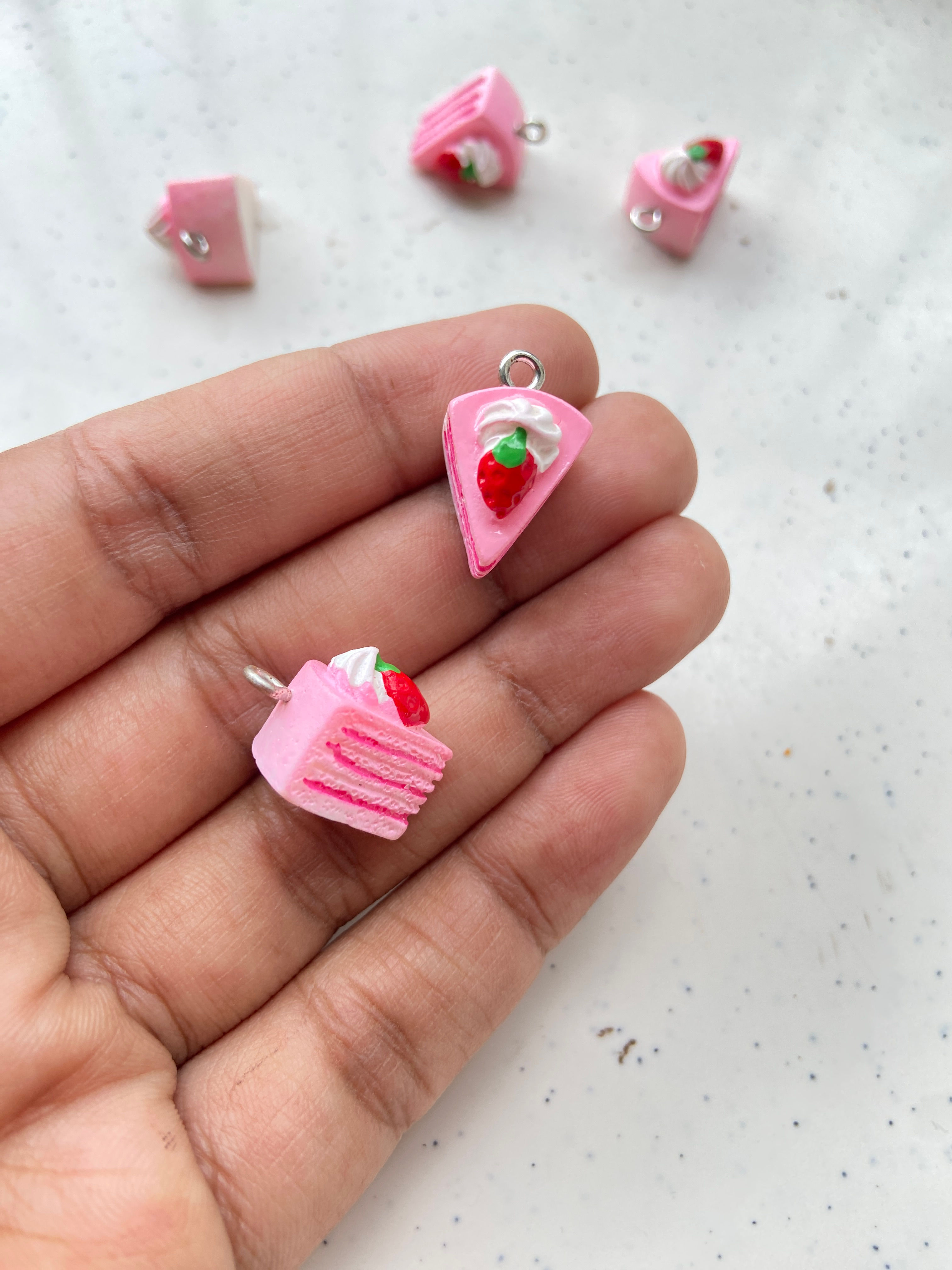 Pink strawberry pastry charm