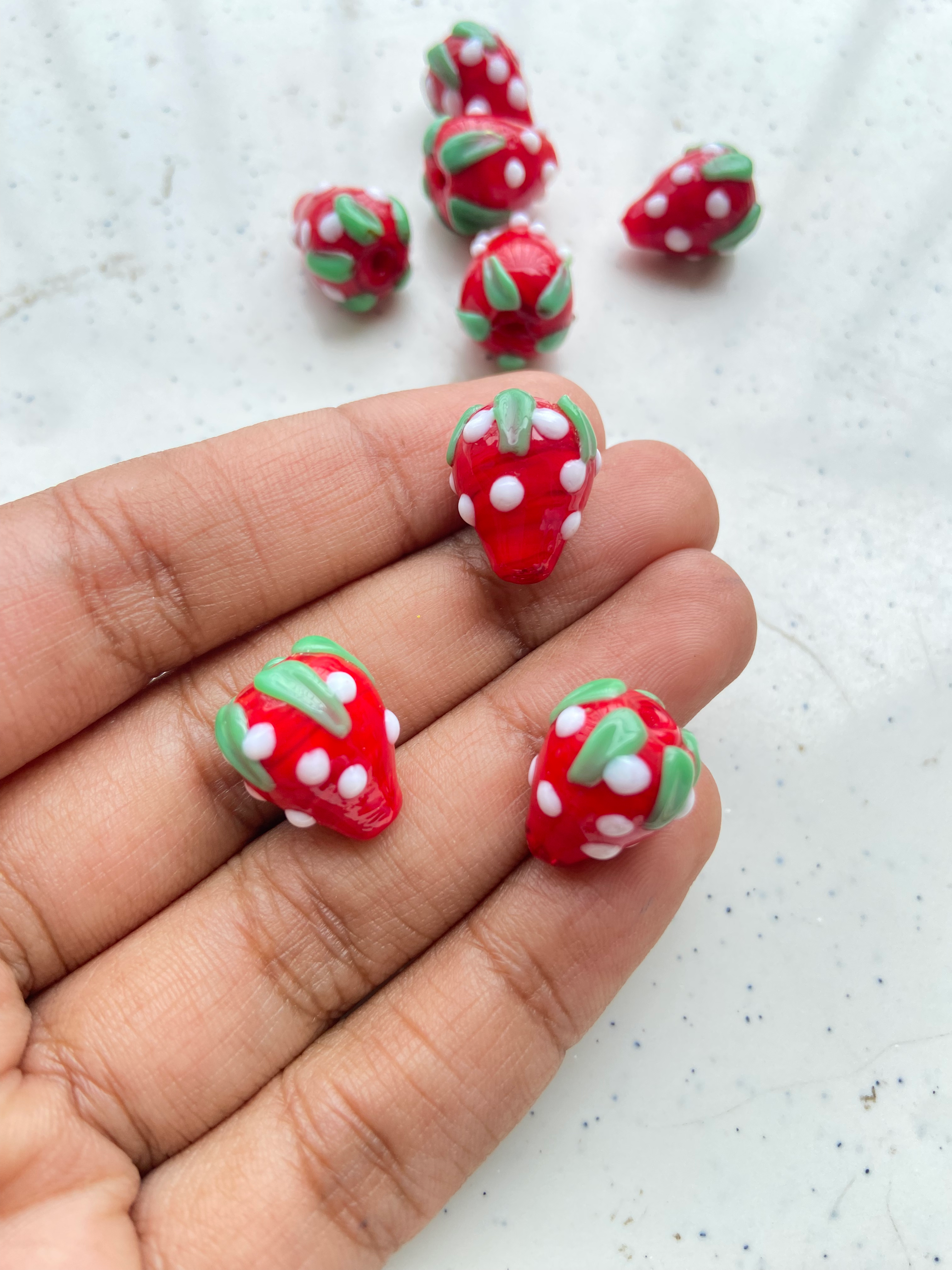 Lampwork 3D strawberry bead