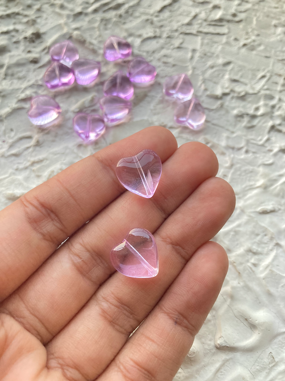 Thumbnail: Multi colour transparent heart glass bead