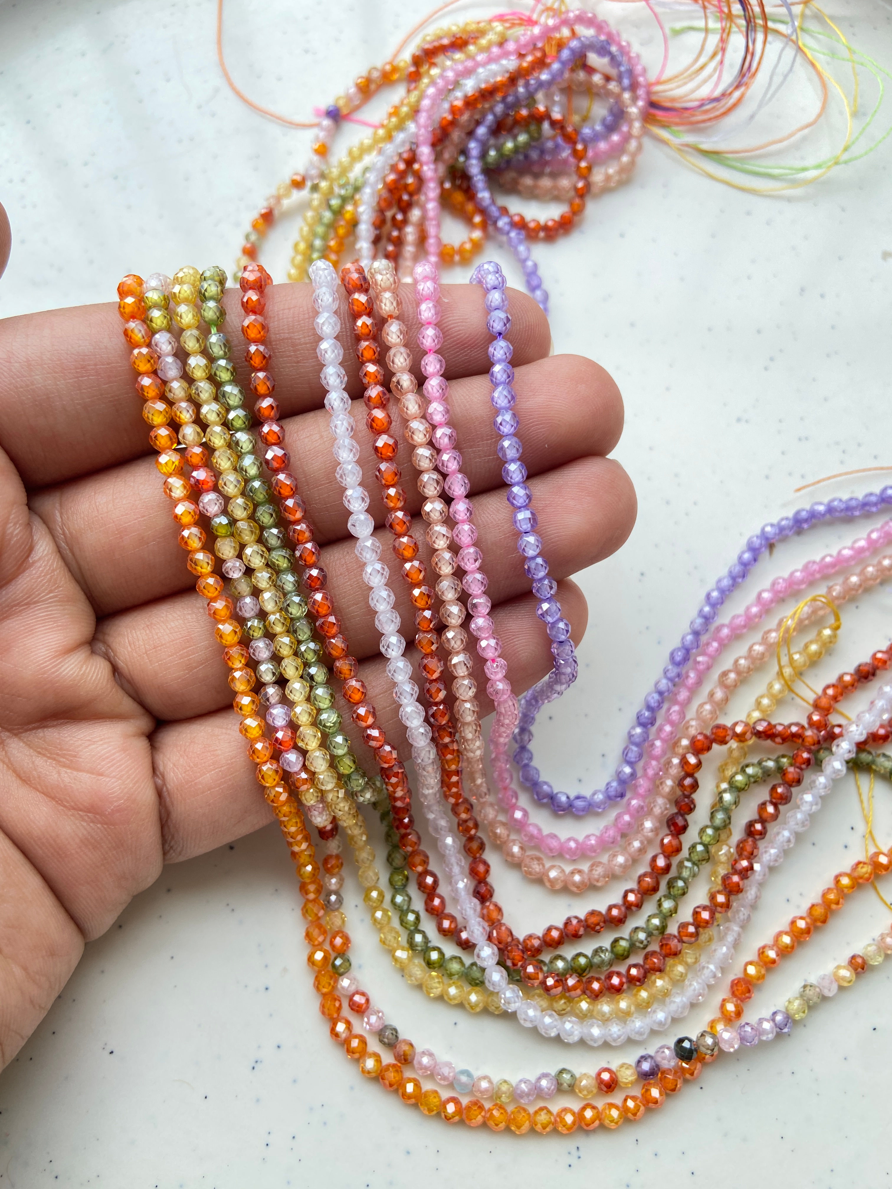 3*3mm, faceted zircon beads strings (1 string- 120pcs- approx...)