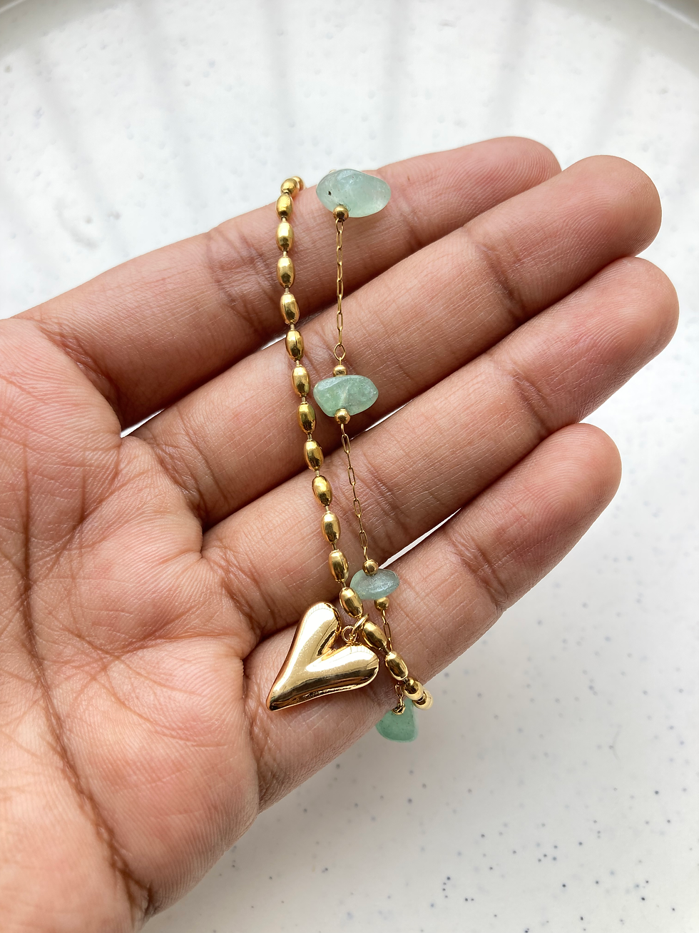 Thumbnail: Readymade double layer with heart & stone bracelet