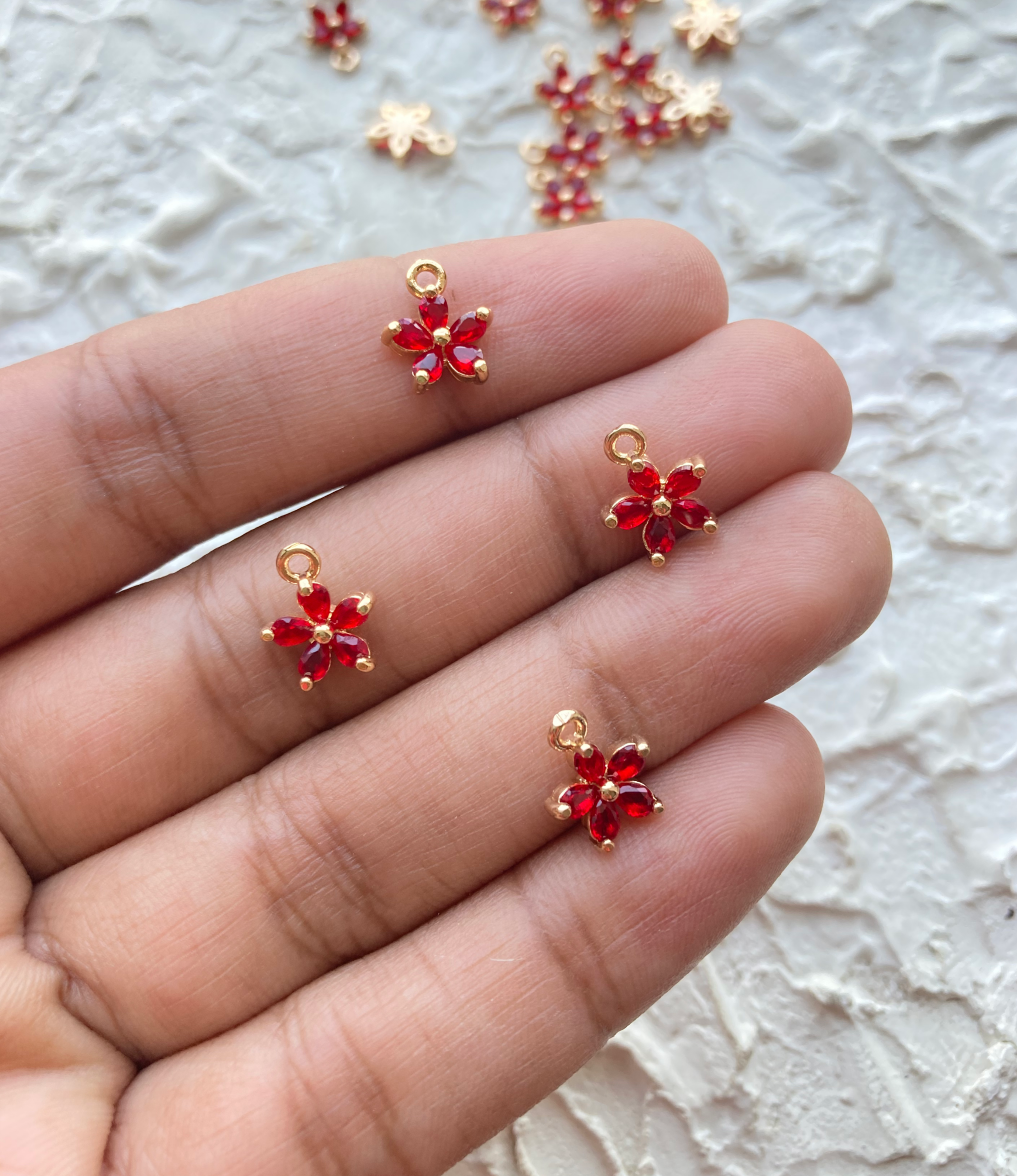Five petal red tiny bauhinia flower charm