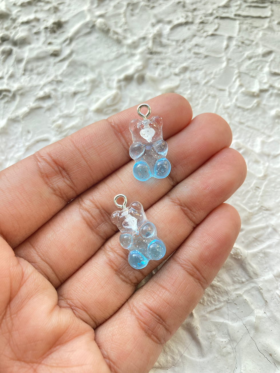 Thumbnail: Transparent two shade resin small gummy bear charm with glitter