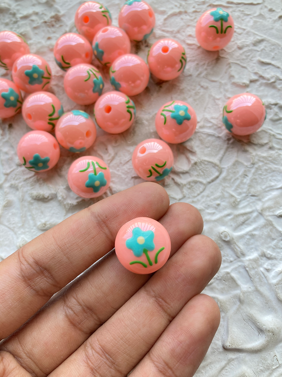 Thumbnail: Shiny acrylic bead balls with flower design