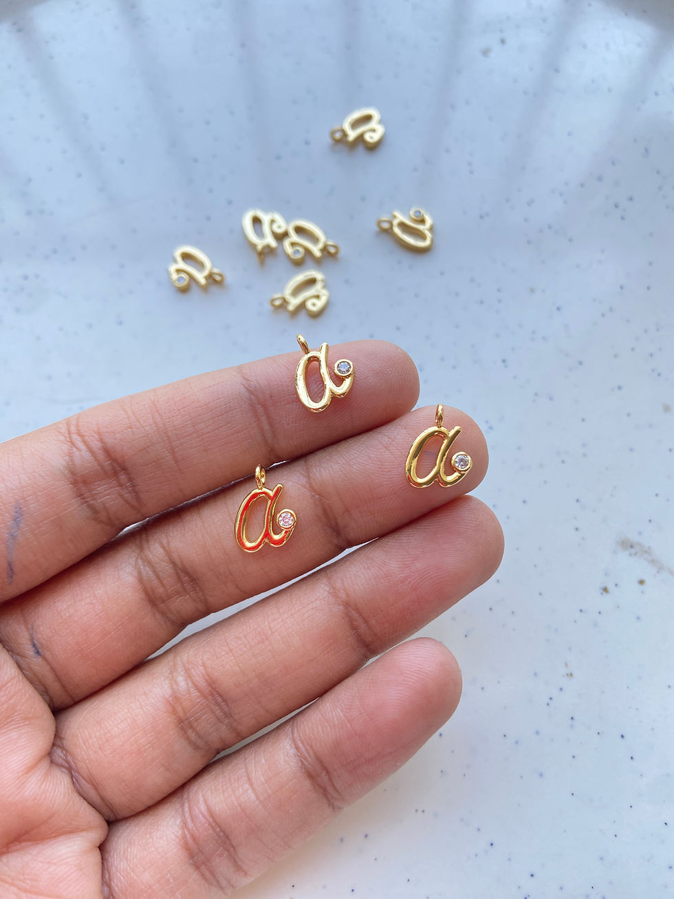Thumbnail: Italic alphabet charm with zircon stone, anti-tarnish