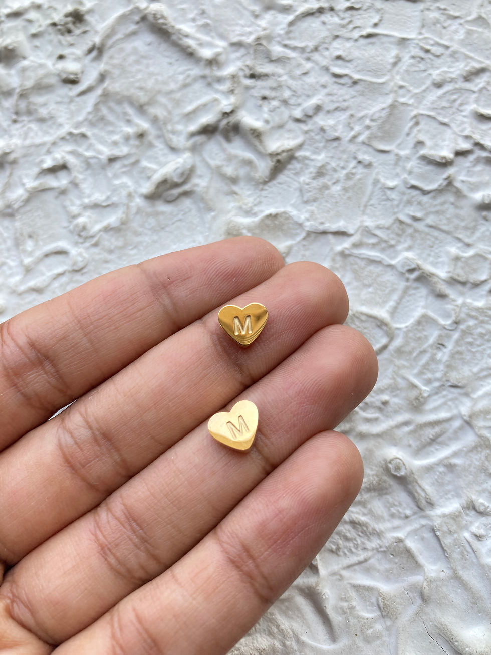Thumbnail: Stainless steel golden heart shape bead already stamp (Part-2)