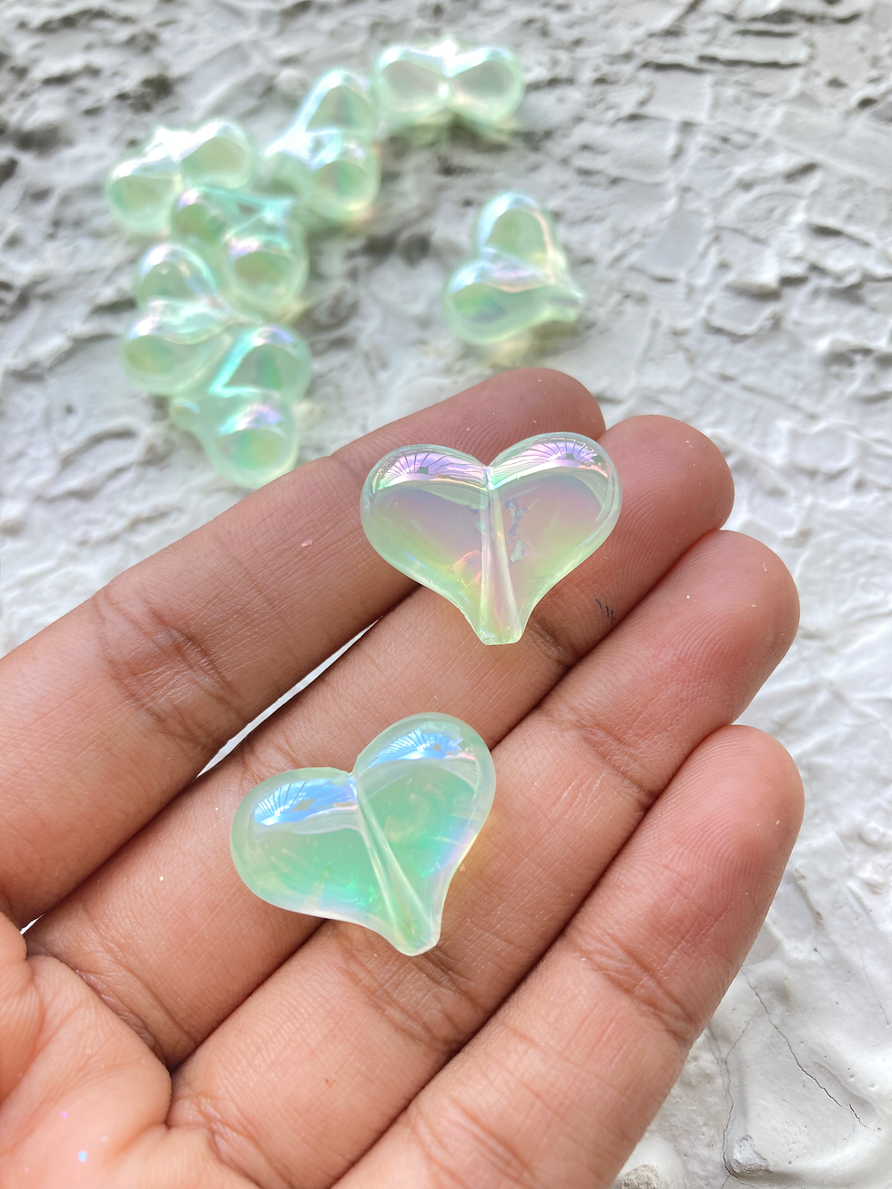 Thumbnail: Irridescent transparent acrylic colourful heart bead