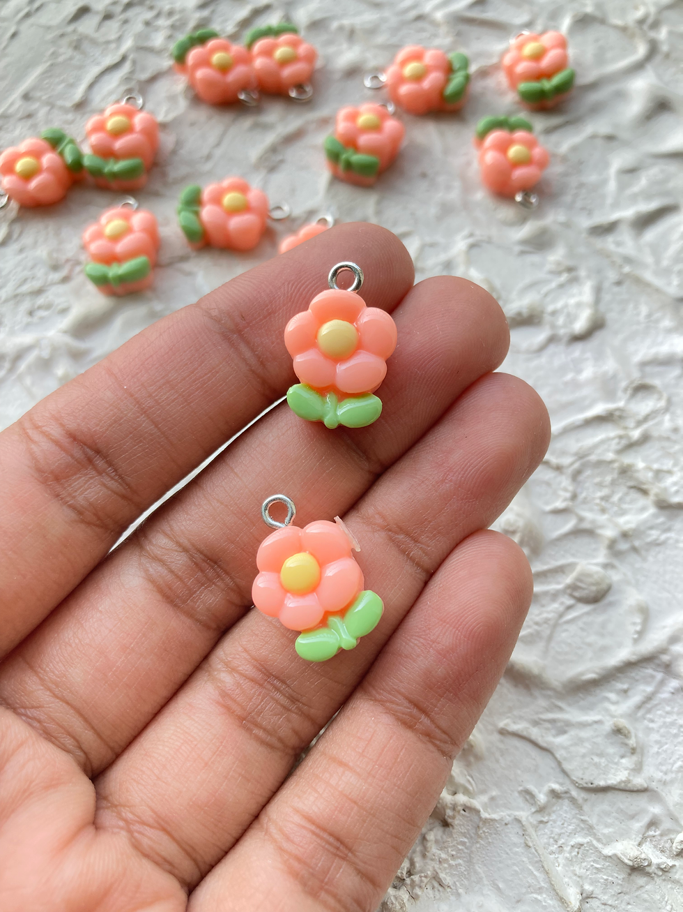 Thumbnail: Resin pastel flower with leaf charm
