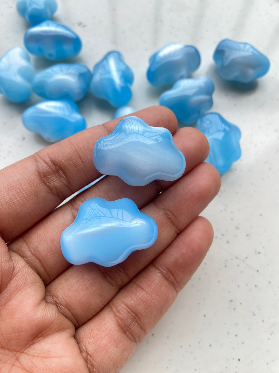 Thumbnail: Premium quality shiny cloud resin bead, vertically drilled