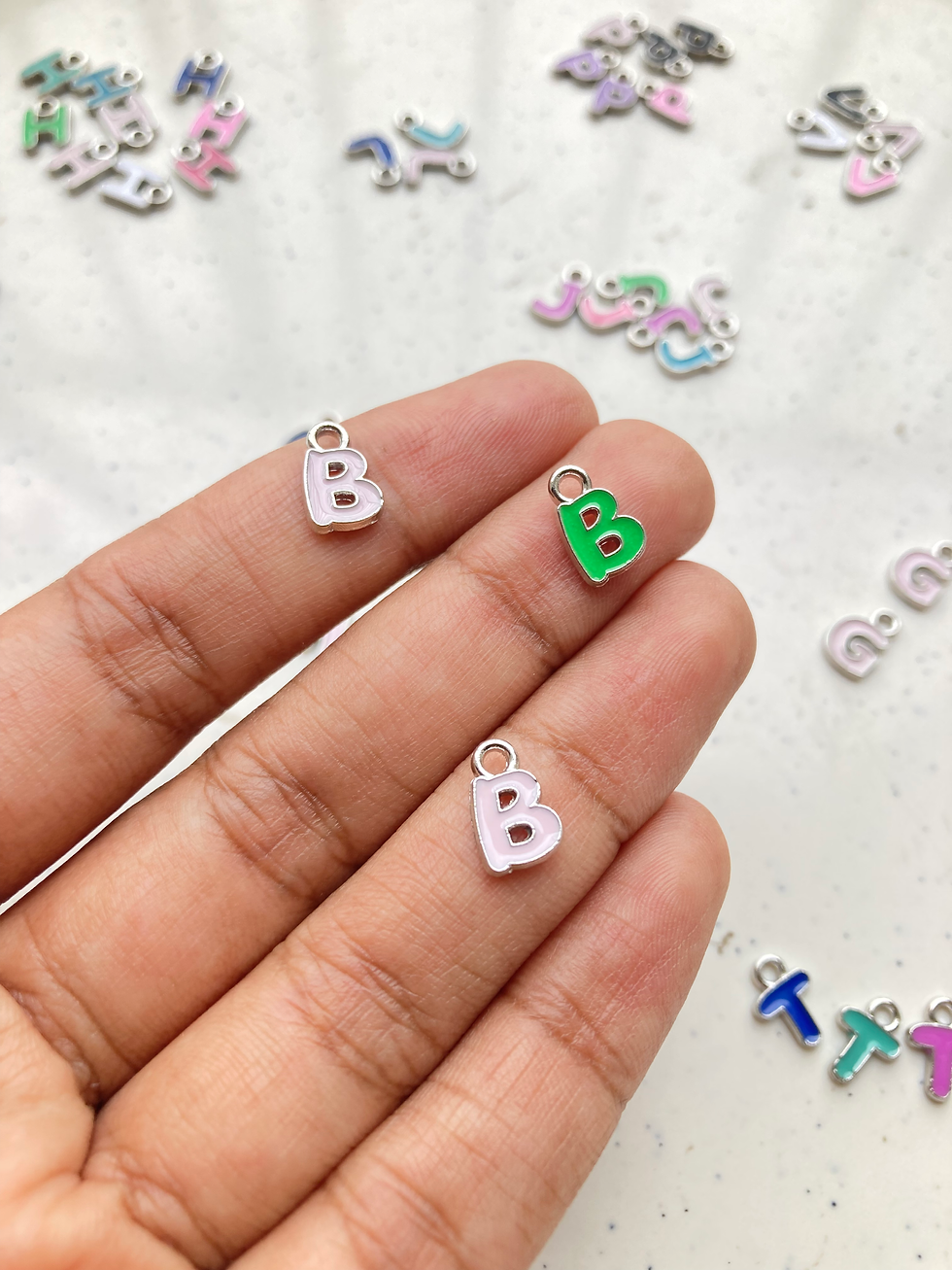 Thumbnail: Enamel colourful alphabet silver charm (A to N)