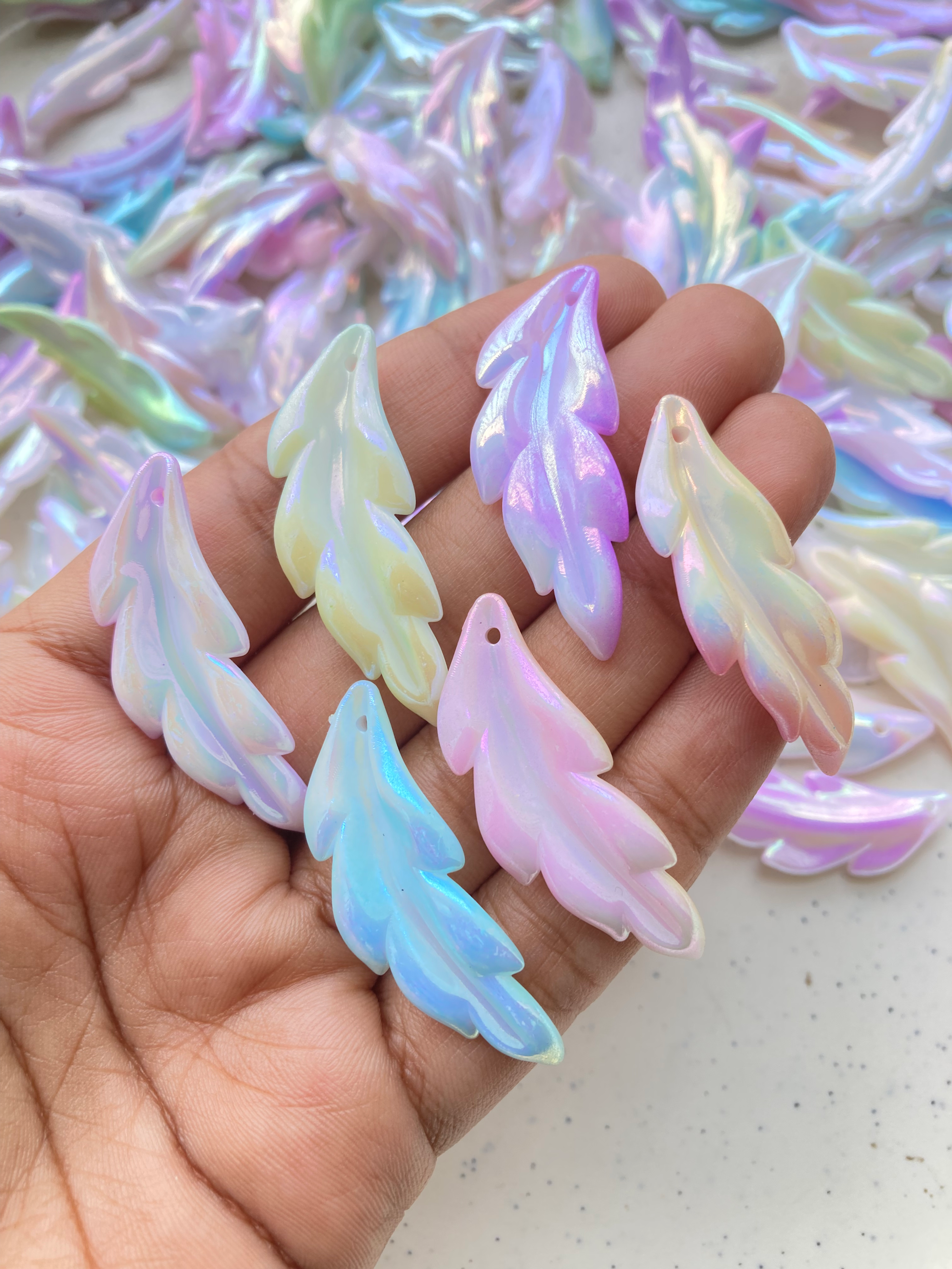 Shiny acrylic feather charm