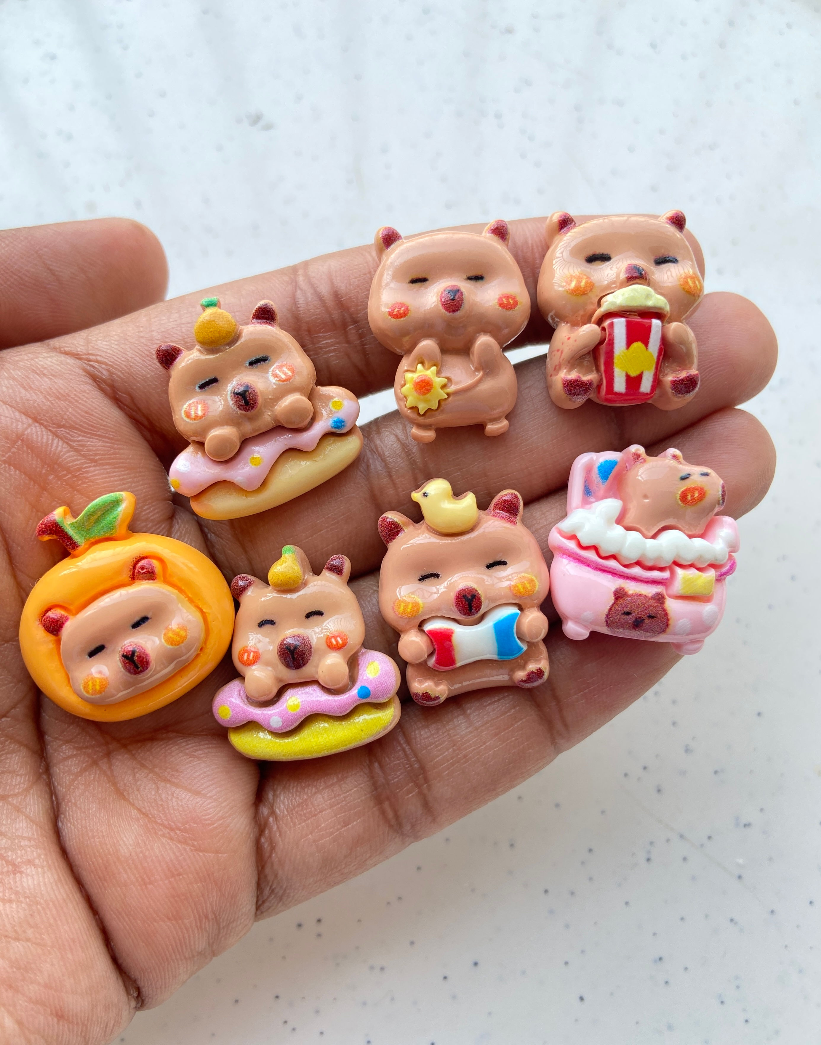 Capybara resin cabachon charm (no hook, no drill)