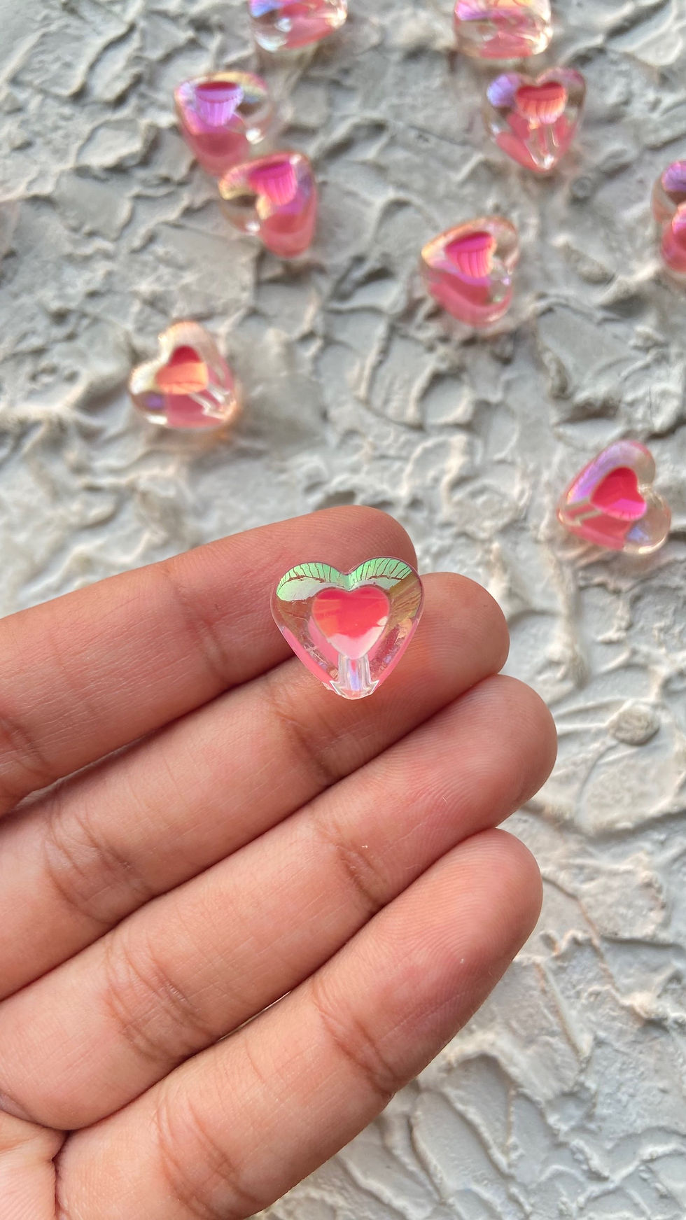 Thumbnail: Holographic colourful heart acrylic bead