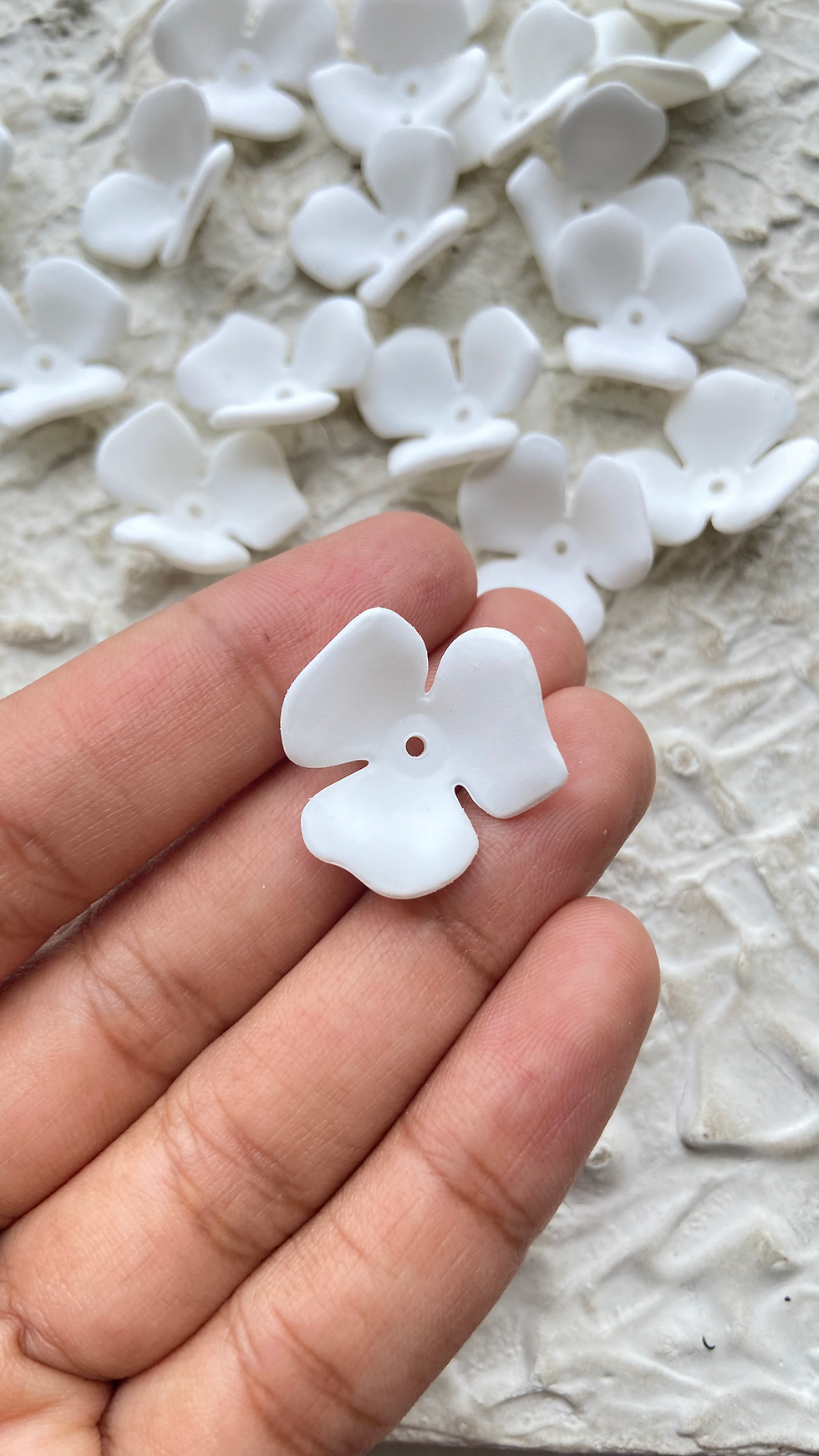 Thumbnail: Spray painted 3 petal acrylic bead cap