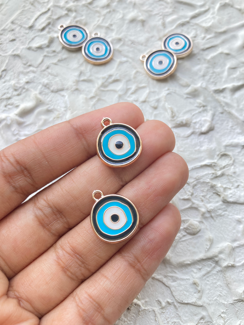 Thumbnail: Plastic enamel round evil eye charm
