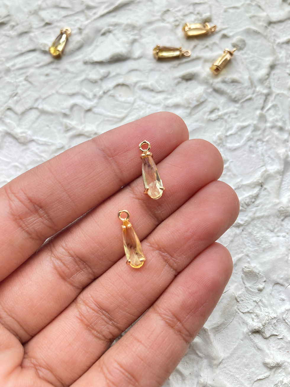 Thumbnail: 14k gold plated zircon long teardrop charm
