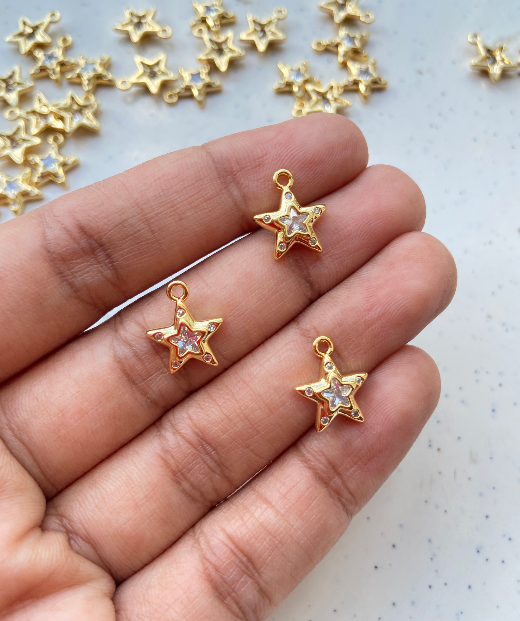 18k gold plated star with zircon star charm