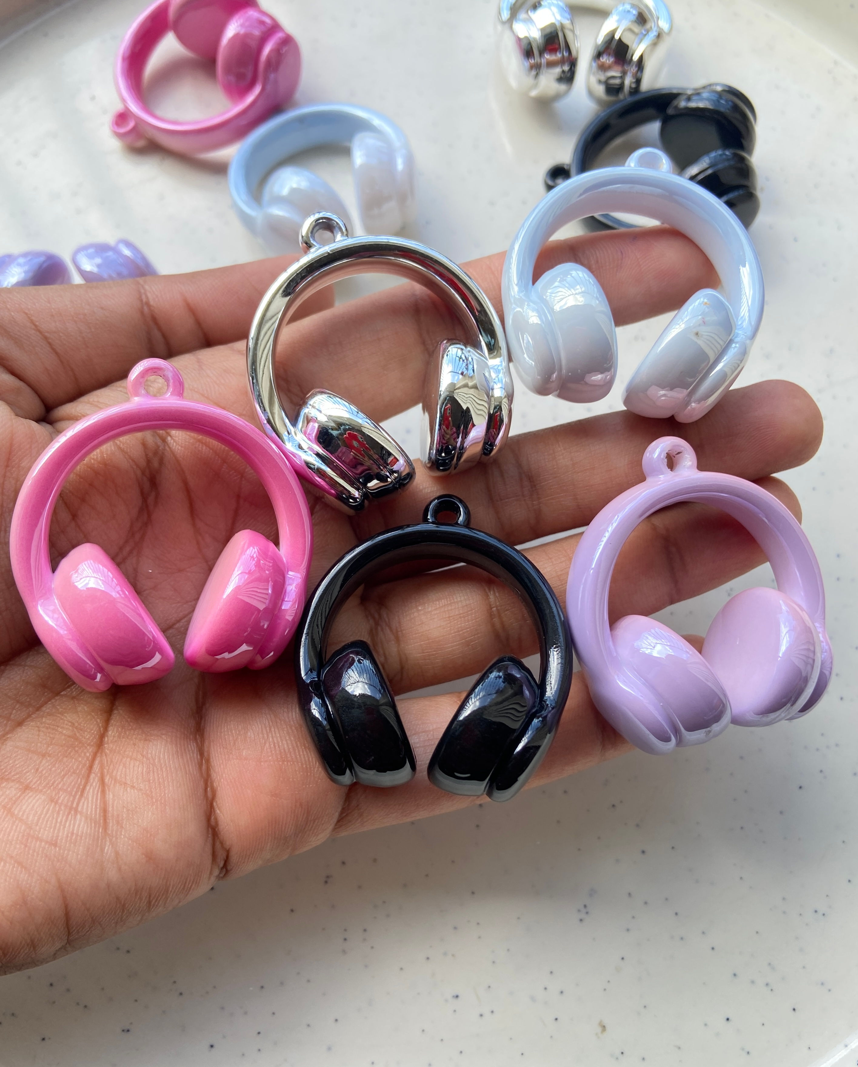 Opaque acrylic mixed colour headset charm (1pc)