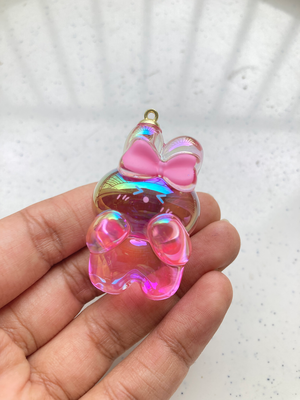 Thumbnail: Iridescent acrylic big 3D rabbit with bow charm