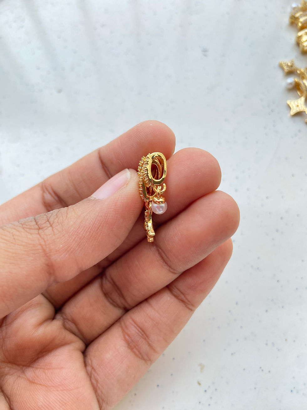 Thumbnail: Zircon slider charm with star & pearl hanging