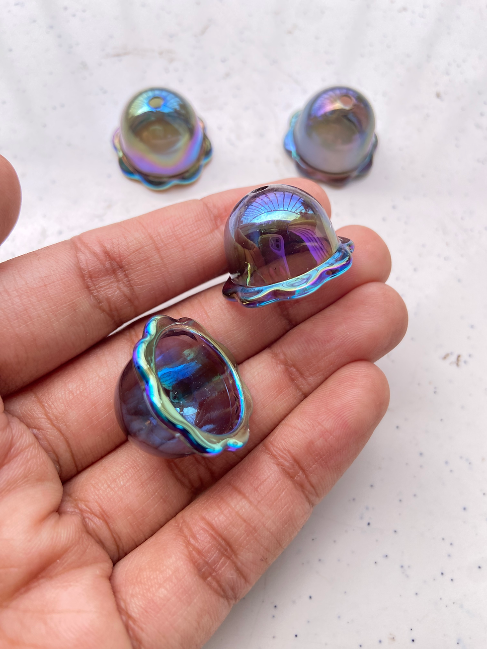 Thumbnail: Iridescent jelly fish acrylic bead cap