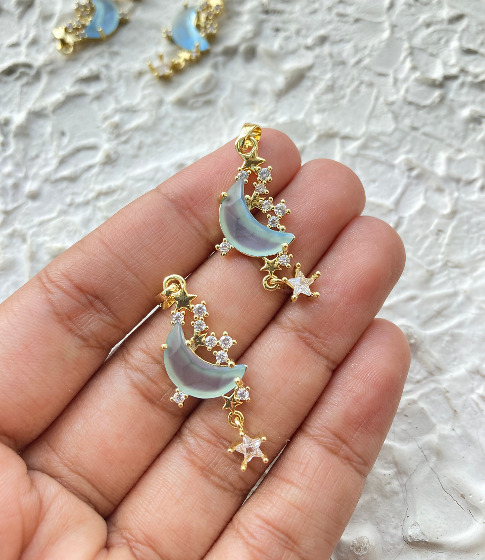 Thumbnail: 18k gold plated zircon moon/star charm