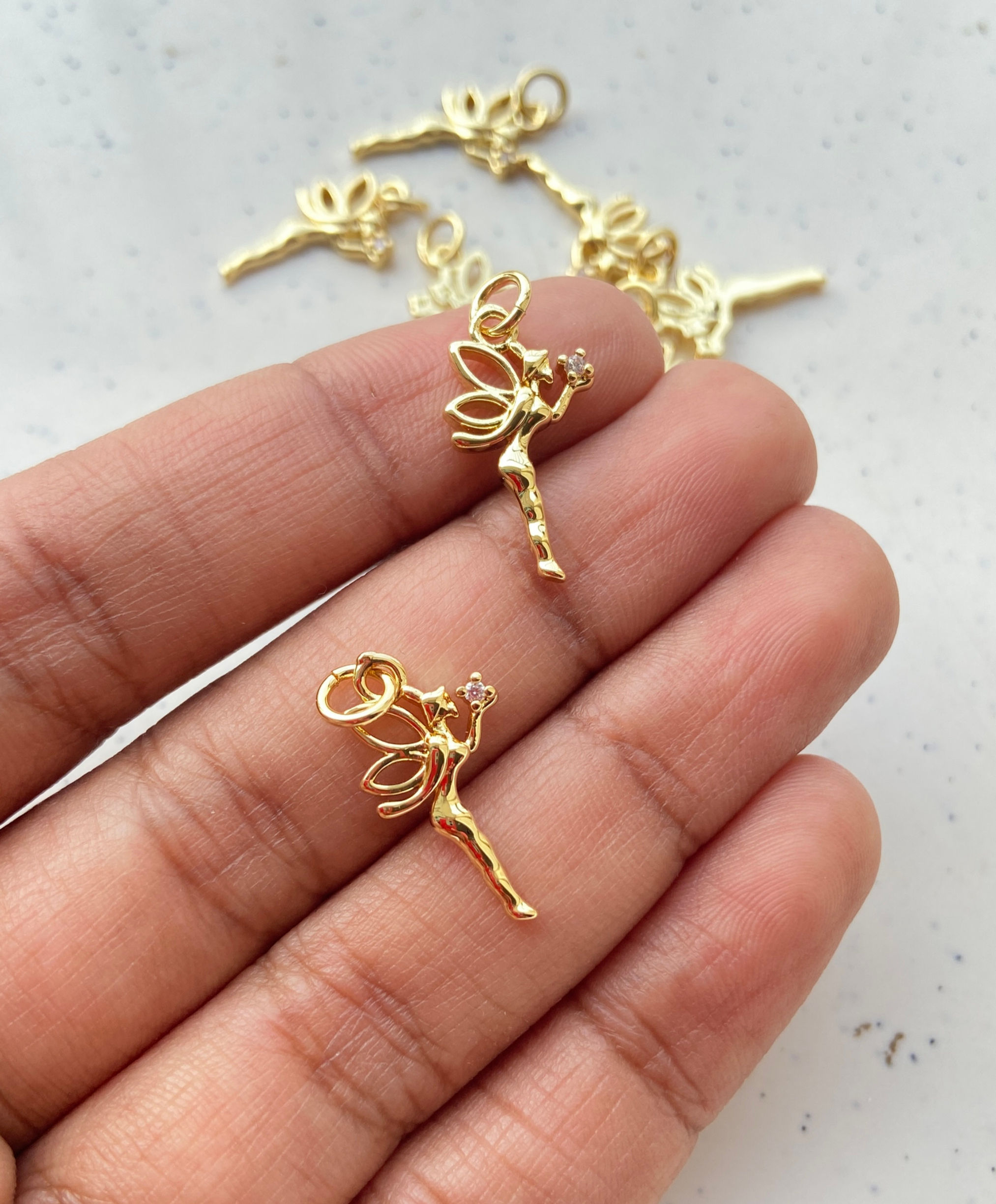 Fairy zircon charm, anti-tarnish