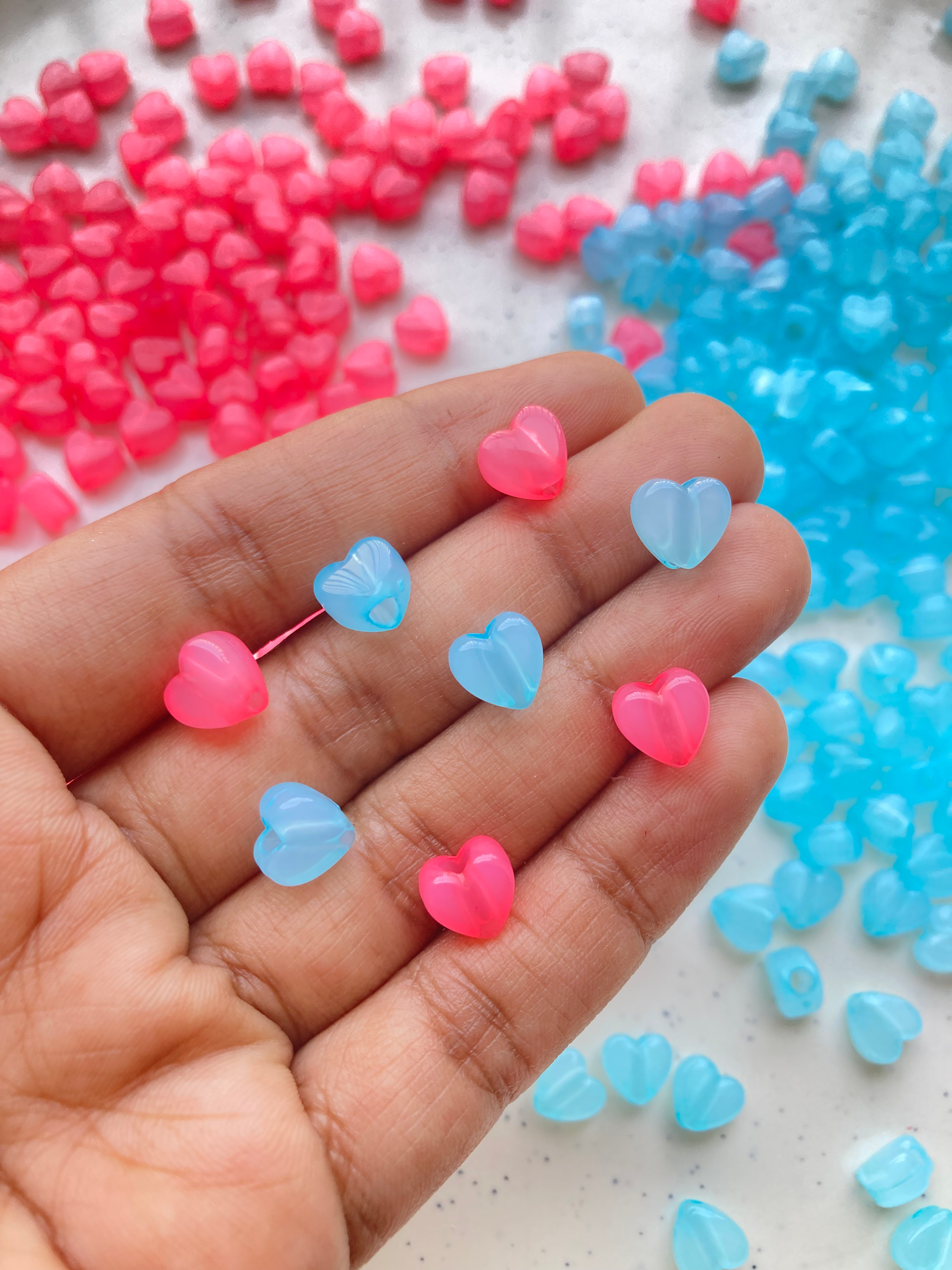 Opaque acrylic heart bead