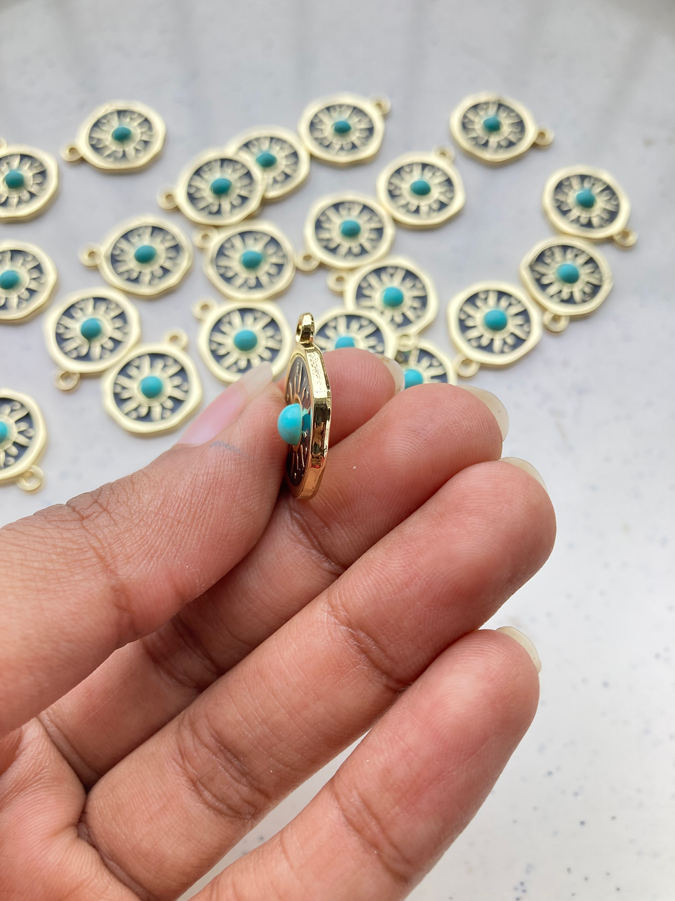 Thumbnail: Turquoise sun alloy enamel charm