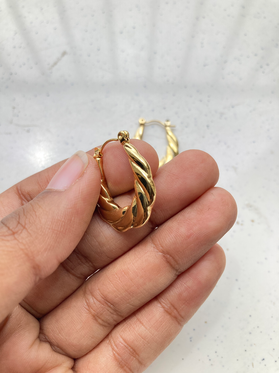 Thumbnail: Readymade floral veil hoop earring