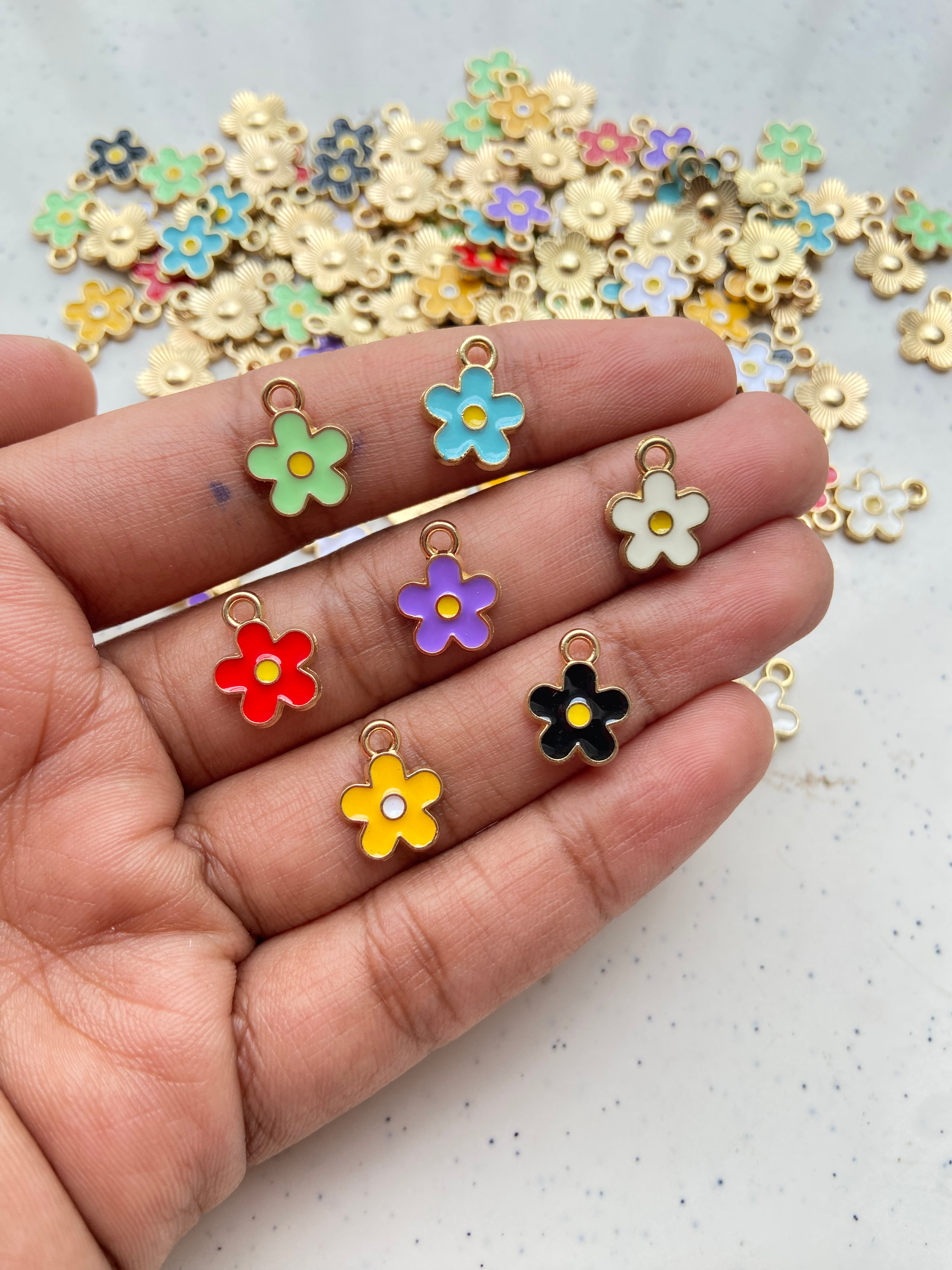 Colourful small enamel flower charm