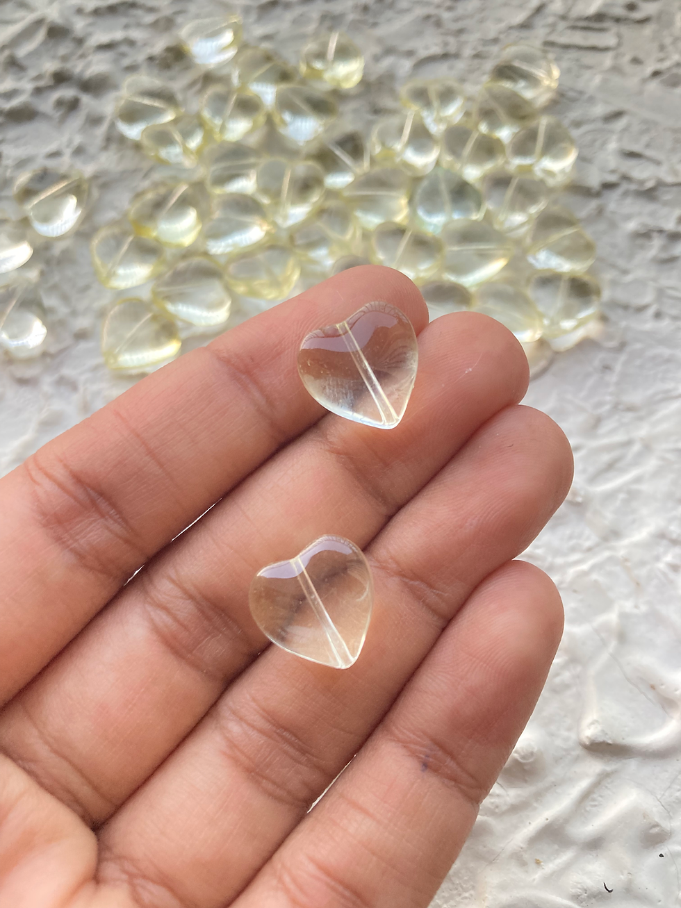 Thumbnail: Multi colour transparent heart glass bead