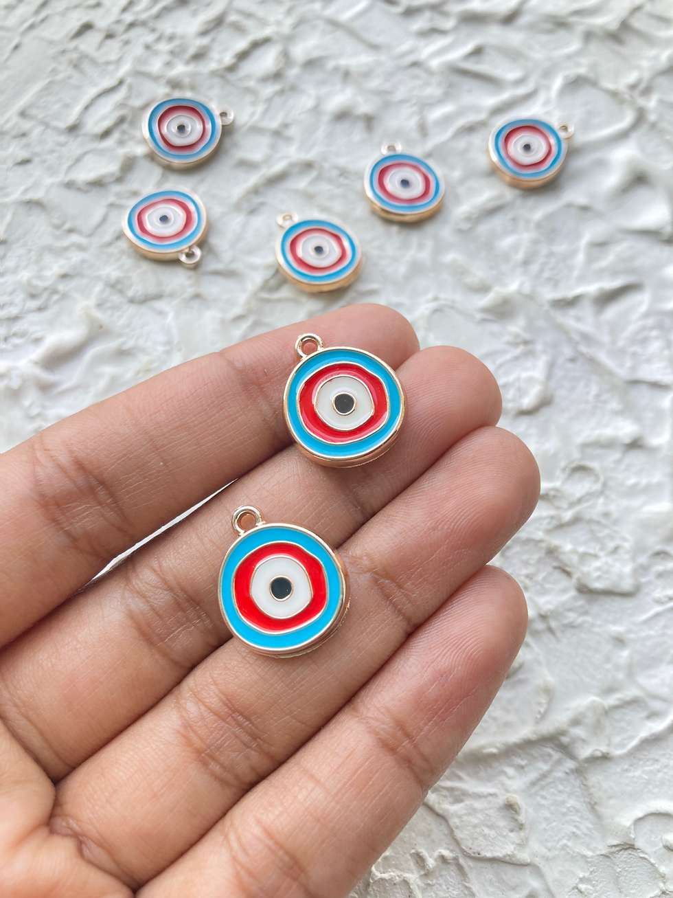 Thumbnail: Plastic enamel round evil eye charm